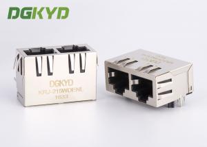 China Tab Down Ganged Double Port Magnetic Modular Jack Cat5e Rj45 Keystone Connector on sale