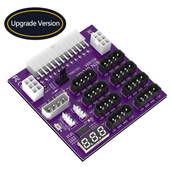 Buy Computer Power Supply ATX 24Pin to 8 x IDE Molex 4Pin and 2 ATX 6Pin Power Connector Breakout Board for CHIA Hard Disk at wholesale prices