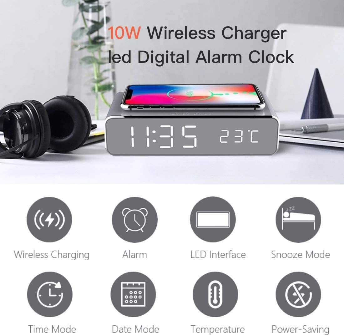 10W Alarm Clock Wireless Charger
