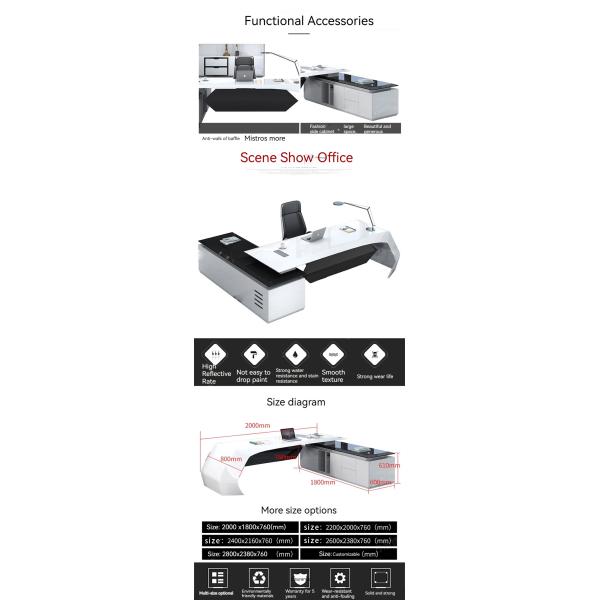 Customizable Lacquer Large Desk Perfect for Managers and Supervisors in the Office