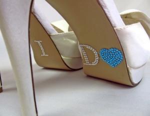 China Blue acrylic rhinestone I DO wedding bridal Shoes rhinestone sticker on sale