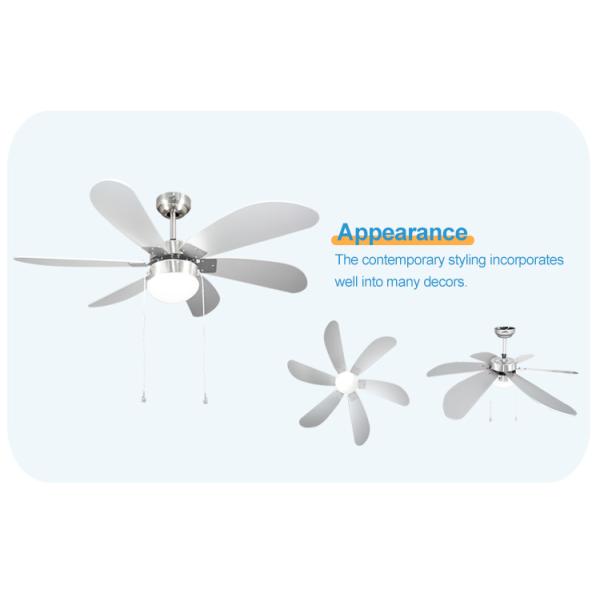 42 Inch 6 MDF Blades Modern Pull Chain Ceiling Fan With Light