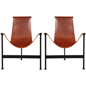 Quality Mid Century Leather Sling Lounge Chair / Modern Contemporary Lounge Chair for sale