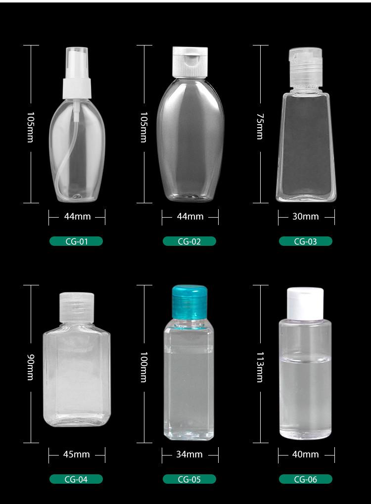 Portable Plastic Sanitizer Bottle 10ML 20ML 30ML hand gel bottle holder