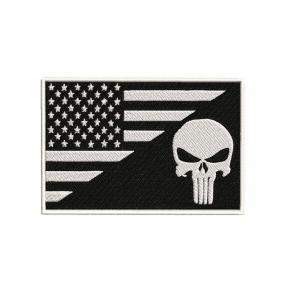 Quality USA Flag Skull iron On Patch Black & White Army Combat Morale Applique for sale