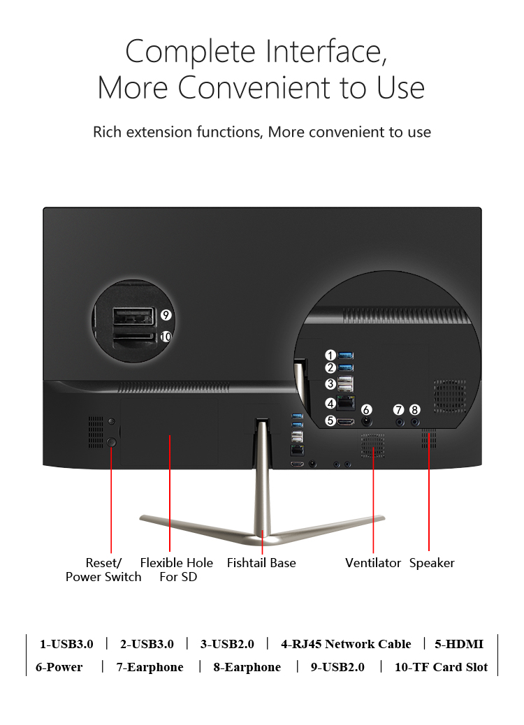 23.8" All In One PC Computer Monoblock Desktop I3 I5 I7 Video Memory 4GB