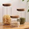900ml Wood Cover Borosilicate Wide Mouth Glass Jars for sale