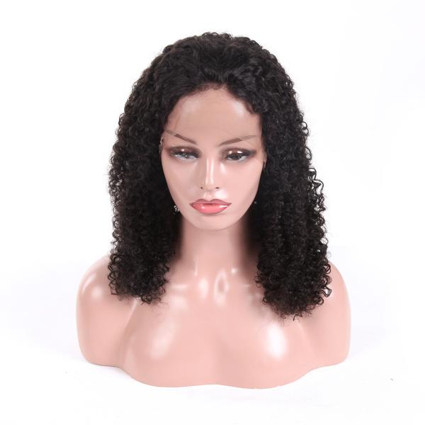 Natural Black Glueless Full Lace Human Hair Wigs Kinky Curly OEM Service
