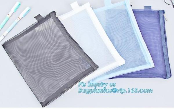 Buy A5 A4 SIZE PU document bag file bag holer mesh bag pouch with zipper, waterproof fiber mesh a4 size zipper file folder at wholesale prices