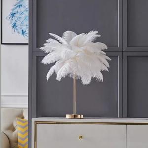 Quality USB Charging Dimmable Decorative Table Lamp White Feather Table Lamp for sale