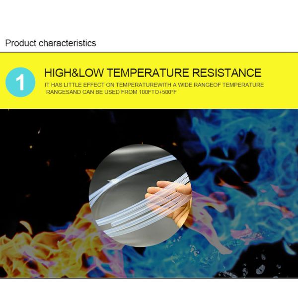 Customizable High and Low Temperature Resistant PTFE Tubing clear ptfe tubing thread with Carbon Fiber Filling