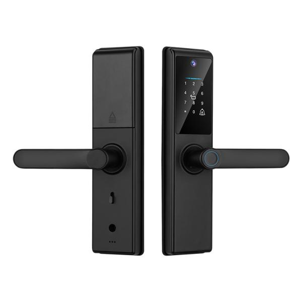 Buy Qleung Tuya Wifi APP Smart Door Knob Remote Control Fingerprint Code Card Key S821Max Home With Camera at wholesale prices