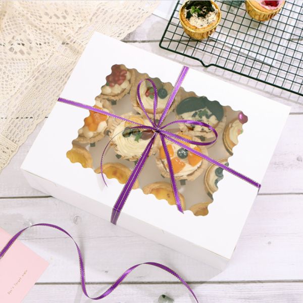 Customized Printing 6 12 Hole Kraft Paper Muffin Cupcakes Box for Sushi and Cookies