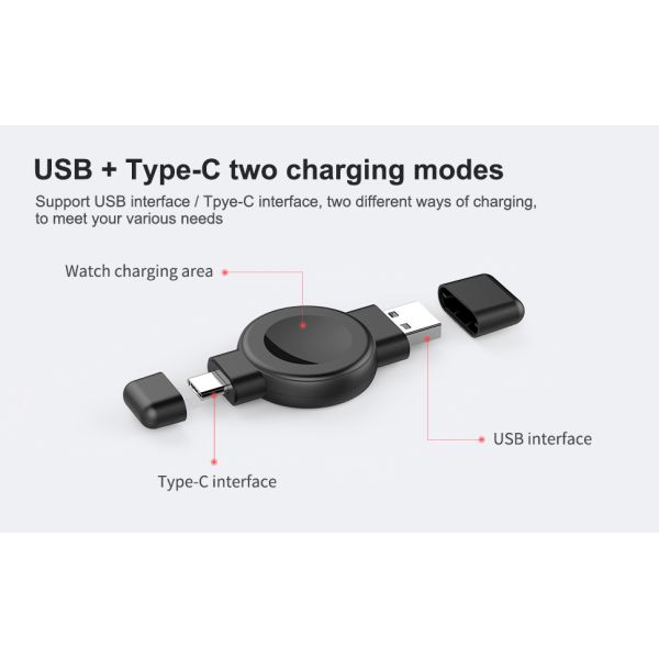 Dual Interface Samsung Apple Watch Charger Smartwatch Wireless Charging 2.5W 20g