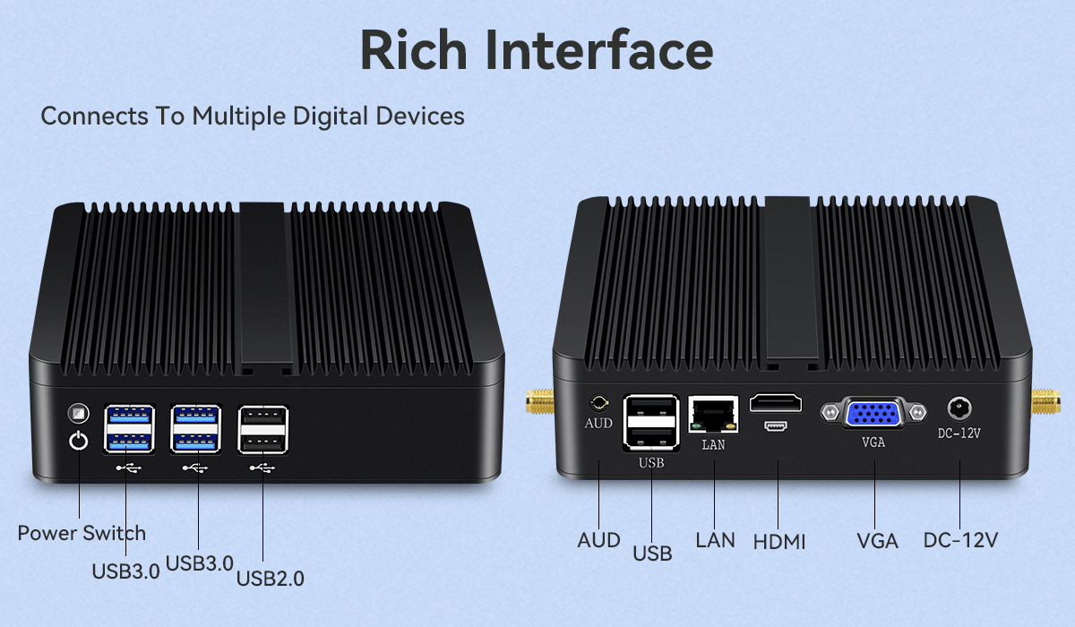 Intel Celeron N2830 Fanless Mini PC With Silgle LAN And 8USB For Home Office