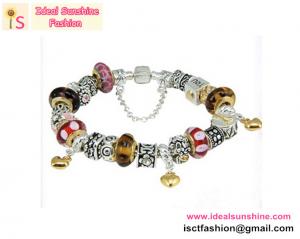 Quality Hot sales Fashion Silver Plated European Glass Beads Charm Bracelets LOVE charm for sale