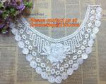 Beige Cotton Crochet Venise Lace Collar Gorgeous Flower Motif Neckline Bib
