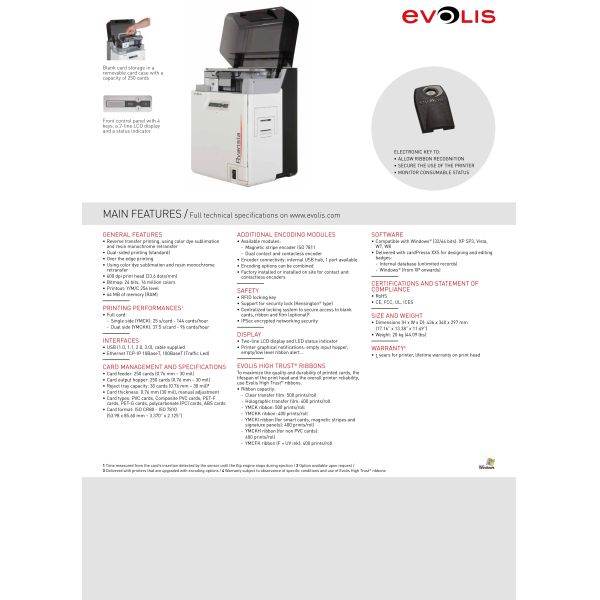 Evolis Avansia Dual-Sided Retransfer ID Printer 600dpi USB Interface Double-sided YMCKK