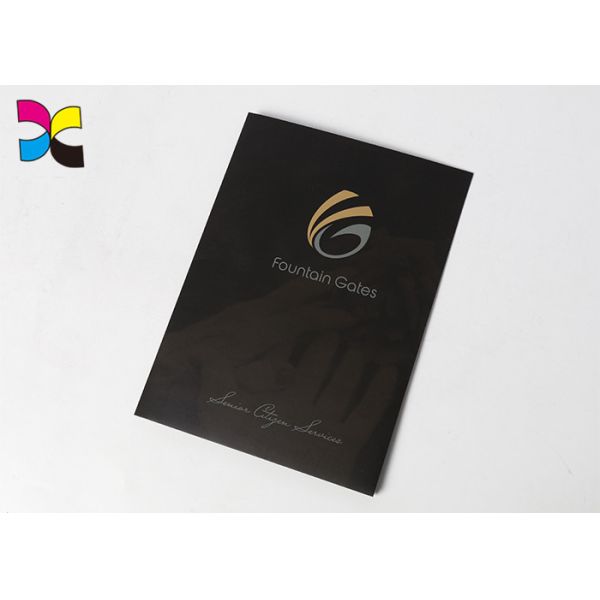 Black Cover Printable Presentation Folders , Noted Custom Printed Pocket Folders