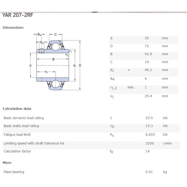 Brand YAR207-2RF Insert Bearings for Plummer Block Accessories