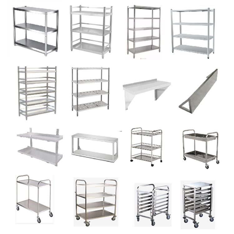Silent 4 Wheels Stainless Steel Trolley Flatbed Cart Push Pull Customized Size