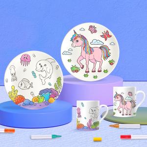 China 3 Paint Pens Children Didactic Toys Decorate Your Own Porcelain Plate / Mug on sale