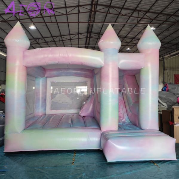 Party Tie Dye Color Inflatable Bounce House Slide Tie Dye Bouncy Castle