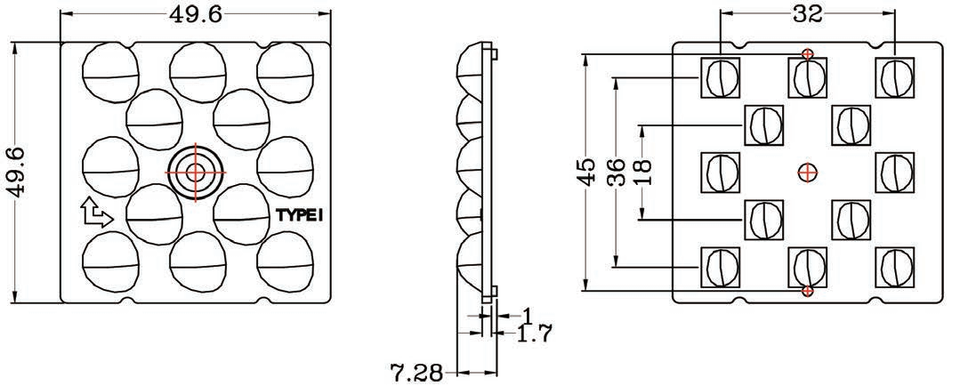 Multi Lens Array 12in1 Type I LED 3030 Street Light Lens 50x50mm
