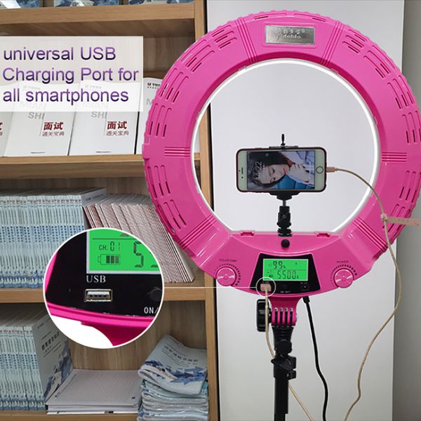 18'' 45cm LED makeup Selfie Ring Light Bi Color 18 Inch with lcd screen wireless remote control