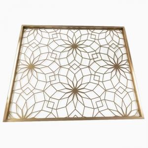 China 5500mm Stainless Steel Screen Partition Rose Gold Bronze Black line Brush Square Painting Flower Pattern on sale