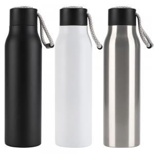 Quality New Arrival Sport Portable Double Walled Thermos Tumbler Custom Stainless Steel Water Bottle 600ml With Rubber Strap for sale