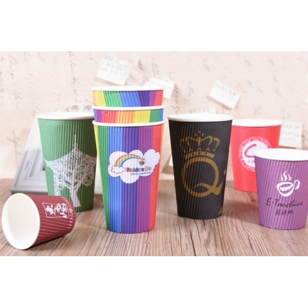 Biodegradable Custom Printed Disposable Coffee Cups With Plastic Cover