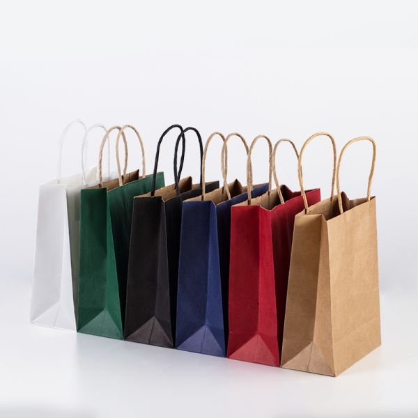 Offset Printing Craft Pink Gift Bag With Hand Length Handle