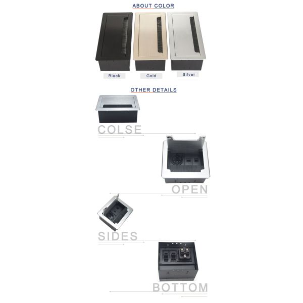 Soft close design conceal table flip up outlet with data ports