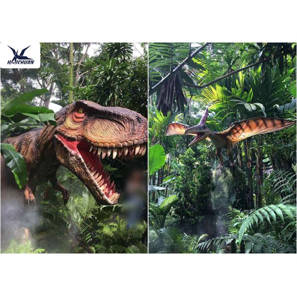 Dinosaur Yard Statue With Realistic Head Model , Dinosaur Garden Sculpture