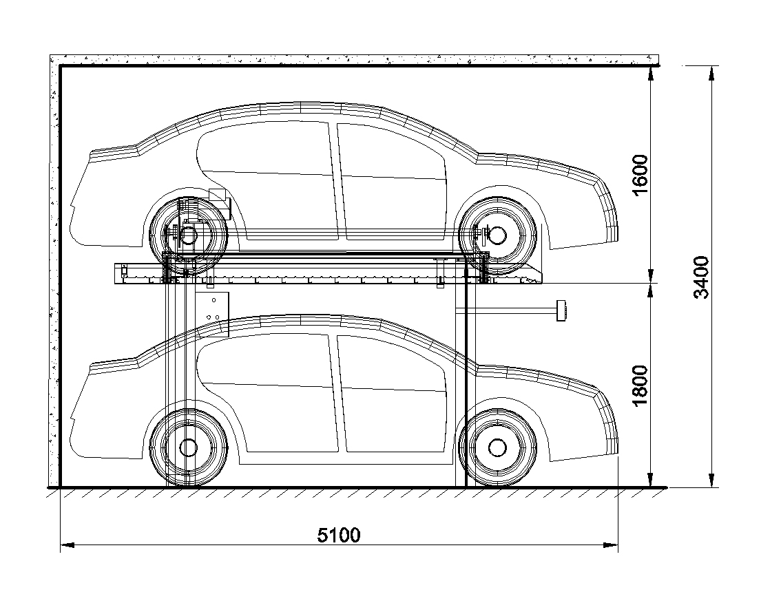 Two Column Hydraulic Car Lift Motor 2500kgs Hydraulic Car Park