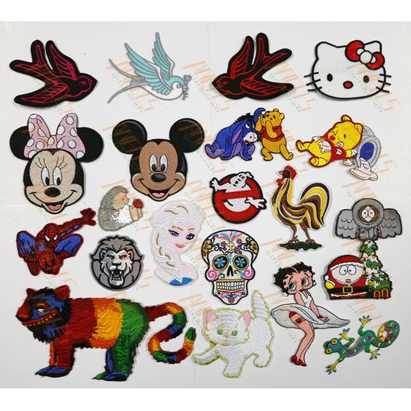 Sustainable Embroidered Patch Applique Heat Cut Border Hook And Loop Backing