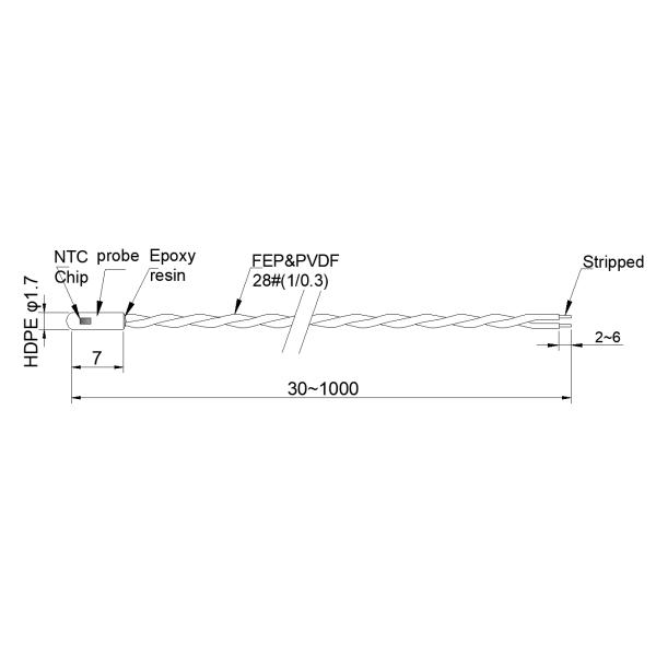 3935k Epoxy Coated NTC Probe Sensor 2.252K Plastic Housing Type
