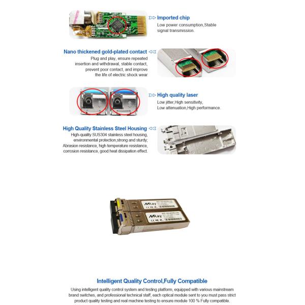 10G BIDI 20km SFP+ Transceiver Module SM Fiber Compatible Huawei