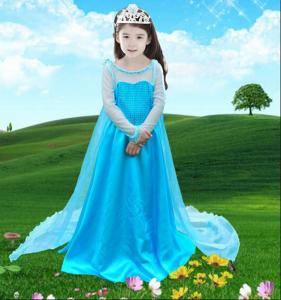 Quality Girl Anna & Elsa Dress High-Grade Sequined Mesh Princess Girl Dresses For Party Performance Costume Snow Queen cosplay for sale