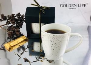 China Fine Bone Spot Decal Handgrip 350ml Ceramic Coffee Mug on sale