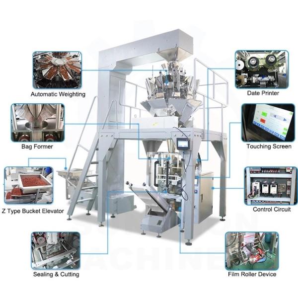 Automatic Rice Chin Peanut Packing Machine With Multi Head Weigher