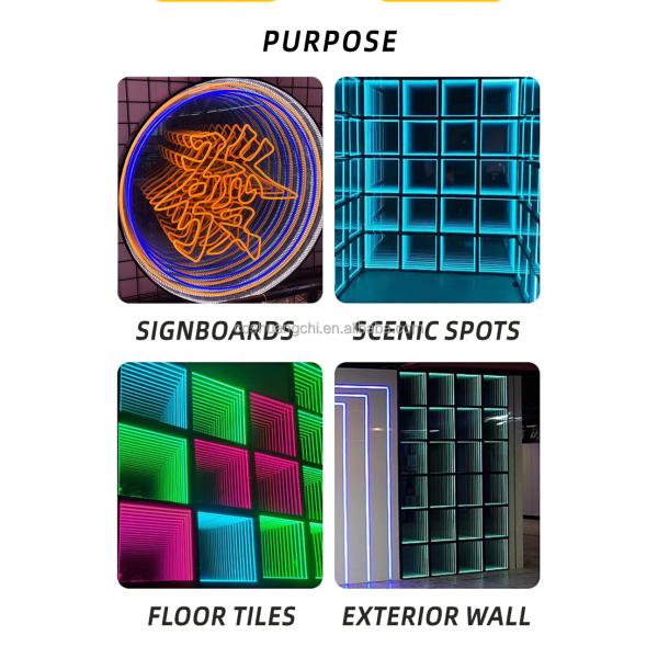 Neon Lights Infinity Mirror Abyss Mirror Custom Design for Party Home Decor Indoor