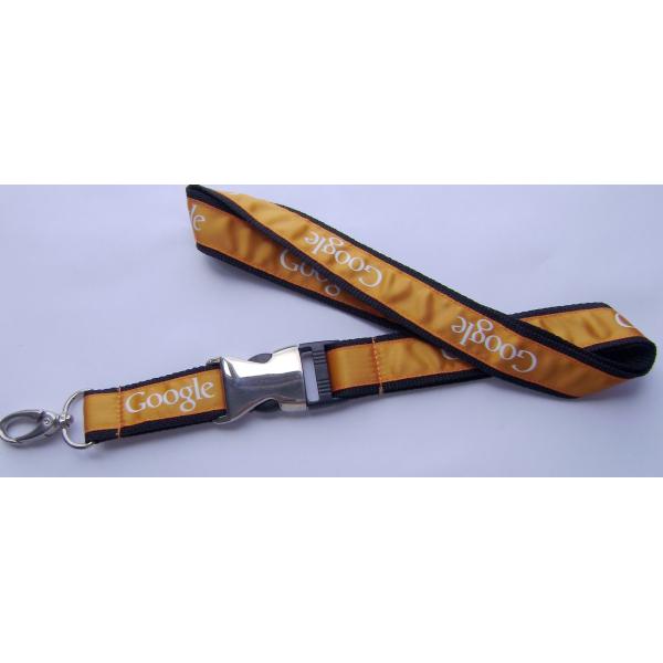 Orangnic Cotton Custom Printed Lanyards For Keys , Black Dye Sublimated Lanyards