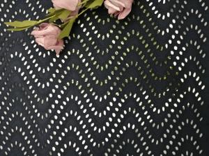 Quality Black Embroidered Eyelet Fabric 100% Cotton Lace Fabric For Dresses for sale