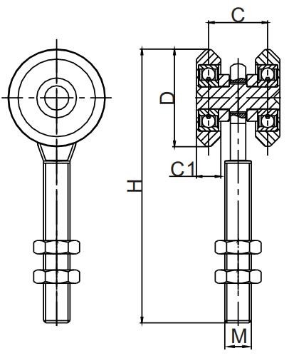 galvanized sliding door roller with 2 wheels