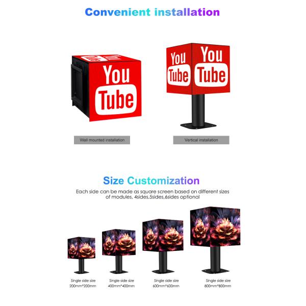 Outdoor Waterproof Advertising Led Cube Screen , P2.5 Pixel Led Cube Display