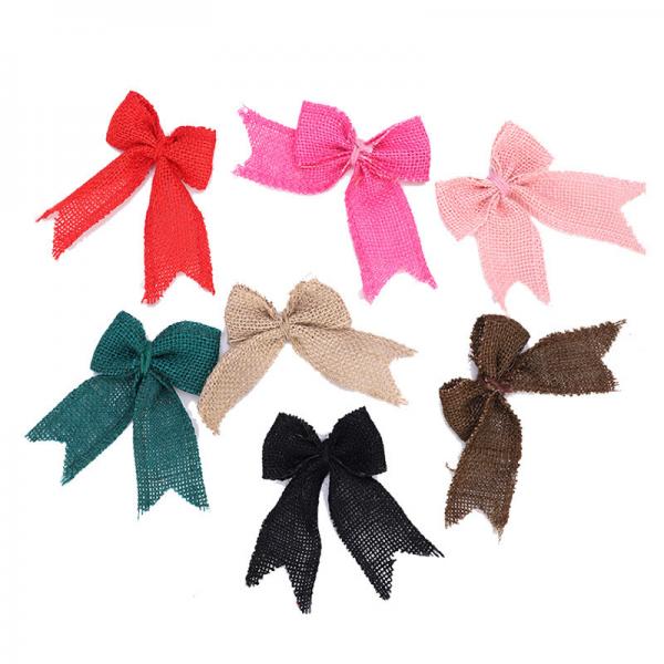 8cm*11cm Jute Ribbon Bow Green Rose Decorative Burlap Ribbon Bow