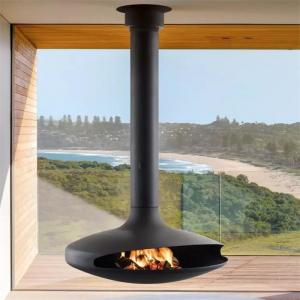 China Hotel Indoor Suspended Heating Steel Stove Hanging Rotating Wood Fireplace on sale