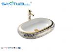 Golden Decal Ceramic Art Basin For Lavatory AB8032A 635×430×105mm